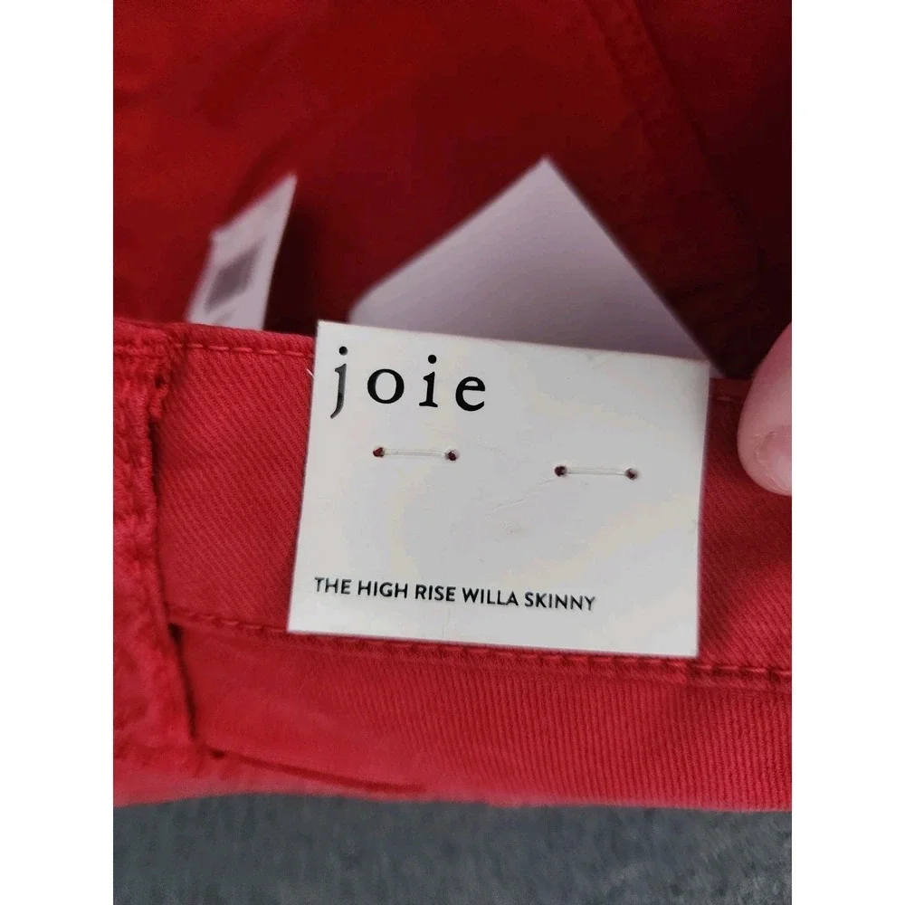 $228 Joie Women's Willa Skinny Leg Red Scooter Pants Sz 26W NWT High Rise Zipper